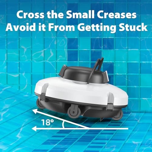 S100 Cordless Robot Pool Cleaner, Last 130Min, 18° Slope Angle, Automatic Pool Vacuum for Above Ground Pools, Self-Parking Pool Cleaner with Filter Basket, Pool Robot Up to 1100 sq.ft