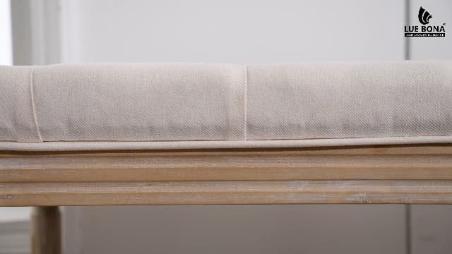 LUE BONA 60" Bedroom Bench, Vintage French Tufted End of Bed Bench, Upholstered Fabric Ottoman Bench with Carved Wood Legs for Bedroom,Dining Bench Piano Stool for Living Room,Foyer, Beige