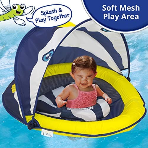 SwimSchool Infant Baby Pool Floats, Free Swimming, Super Buoyant – Ages 6-24 Months – Multiple Colors/Styles – Adjustable Canopies and Seats, Splash & Play Baby Floaties
