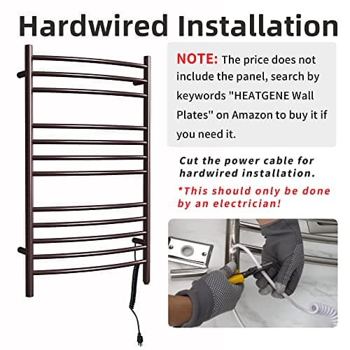 HEATGENE Towel Warmer Venetian Bronze, Electric Hot Towel Rails, Wall-Mounted Large 12 Bars Warming Towel Racks, Plug-in/Hardwired Heated Towel Rails