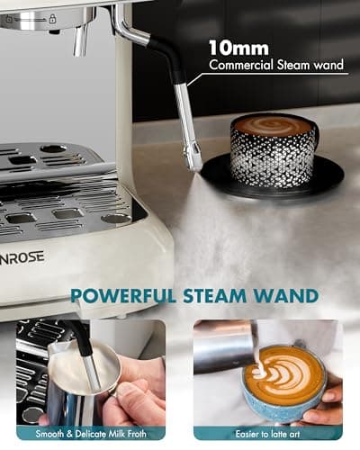 Espresso Machine With Grinder, 20 Bar Espresso Machine with Milk Frother Steam Wand, Espresso Machines for Home, Expresso Coffee Machines Professional, Cappuccino Latte Machine