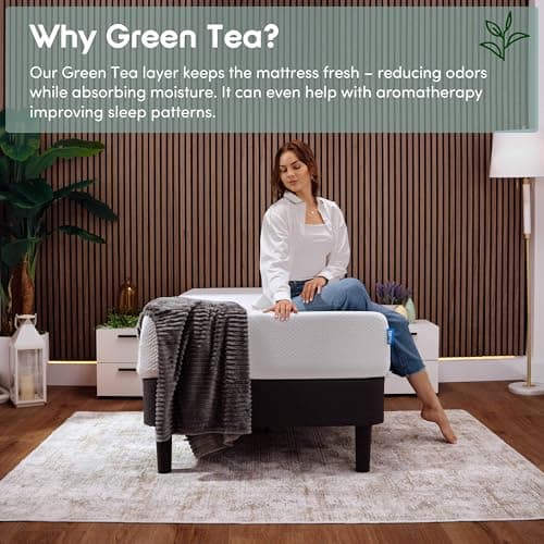 Nestl Green Tea Twin Mattress 8 Inch - Cooling Graphite Memory Foam Twin Mattress for Kids, Fiberglass Free Pressure Relief Supportive Bed in A Box, CertiPur-US Certified
