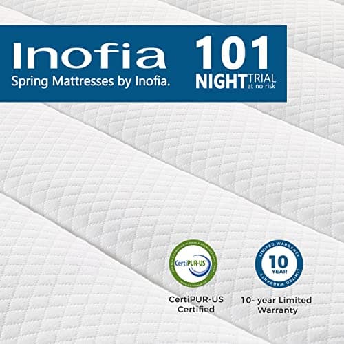 Inofia Twin Mattress, 10 Inch Hybrid Innerspring Single Mattress Cool Twin Bed Supportive & Pressure Relief, Breathable Soft Knitted Fabric Cover, Medium Firmness