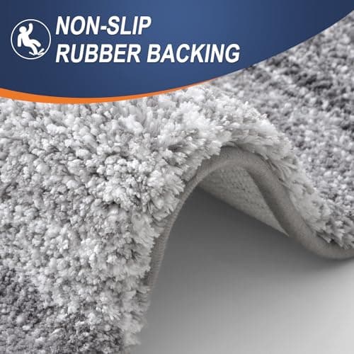 OLANLY Bathroom Rugs Sets 3 Piece, Soft Absorbent Microfiber Bath Mats and U-Shaped Contour Toilet Rug, Plush Shaggy Bath Mat Set for Bathroom (30"x20"+24"x16"+24"x20", Grey)