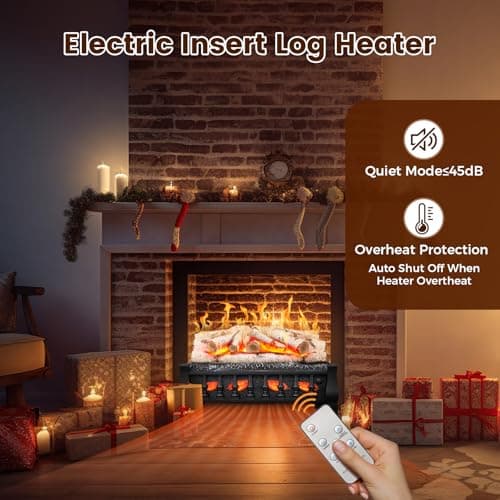 21 Inches Electric Fireplace Insert Log Heater, 5 Flame Brightness, Multiple Flicker Speed, 750w/1500w Heating, Remote Control, Auto Shut Off