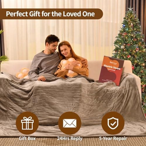 Bearhug Electric Blanket King Size 100" x 90", Dual Controller Heated Blanket, Velvet & Sherpa, 10-Heat Levels & 1-12H Auto Off, Over-Heat Protect, ETL, Machine Washable