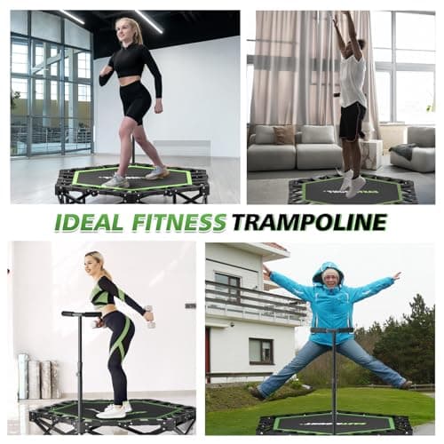 East Mount 42" Folding Fitness Trampoline for Adults, Foldable Mini Trampoline with Handle, Exercise Rebounder, Small Trampoline for Adults, Max Load 440lbs, for Indoor Garden Workout’