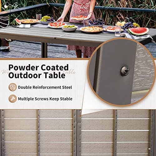 Devoko Patio Dining Table for 6 Outdoor Patio Table 59" x 35" Weather-Resistant Rectangular Table for Deck, Garden, Backyard