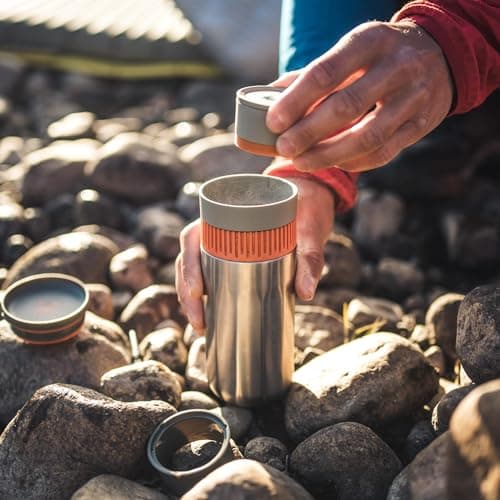 WACACO Pipamoka Portable Coffee Maker, Coffee brewer, All-in-one Vacuum Pressured，Insulated Travel Mug, Hand Powered and Filter Pressure Brewer, Stainless Steel Thermo Cup, 10 fl oz