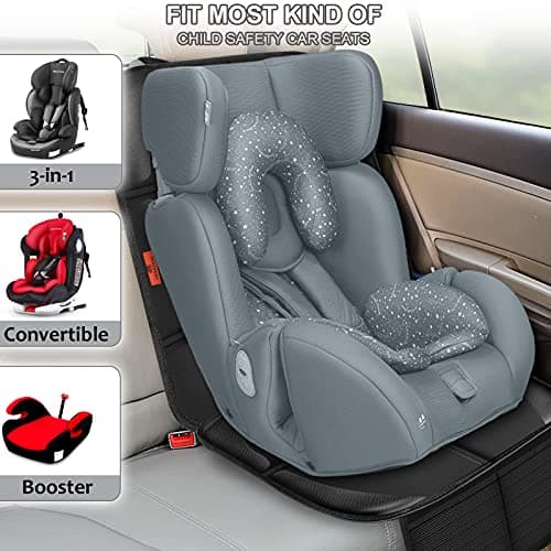 Car Seat Protector,Auto Car Seat Protectors Baby Carseat Waterproof & Durable 600D Fabric for Child Baby Car Seat Mat Vehicle Pet Cover 2 Storage Pockets (2 Pack)