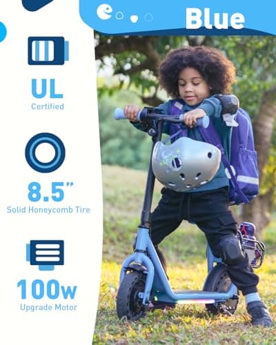 Hiboy Q2 Lite Electric Scooter with Seat for Kids Ages 4-10 - UL Certified, Up to 9.3 MPH with 100W Motor, 3-Speed Adjustable, Rear Basket, LED Neon/Brake Lights, LCD Display