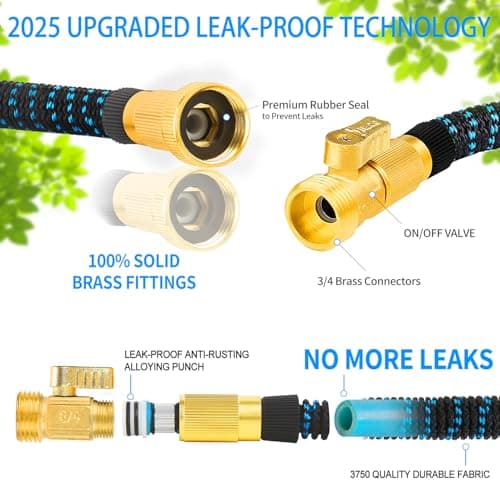 200 ft Garden Hose Expandable Hoses - Upgrade 2025 Flexible Water Hose with 10 Functions Spray Nozzle，Car Wash Hoses with Solid Brass Connector, Leakproof Lightweight Expanding Pipe for Yard,Outdoor