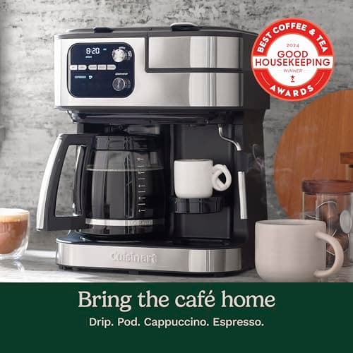 Cuisinart Coffeemaker, Coffee Center Barista Bar 4-In-1 Coffee Machine, Single-Serve Coffee, Espresso & Nespresso Capsule Compatible, 12-Cup Carafe, Black, SS-4N1NAS