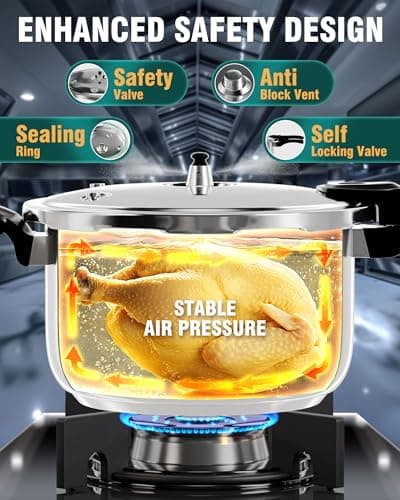 WantJoin Pressure Cooker, 12 Quart Stainless Steel Pressure Canner, Induction Compatible Cookware with Spring Valve Safeguard Devices,Compatible with Gas & Induction Cooker