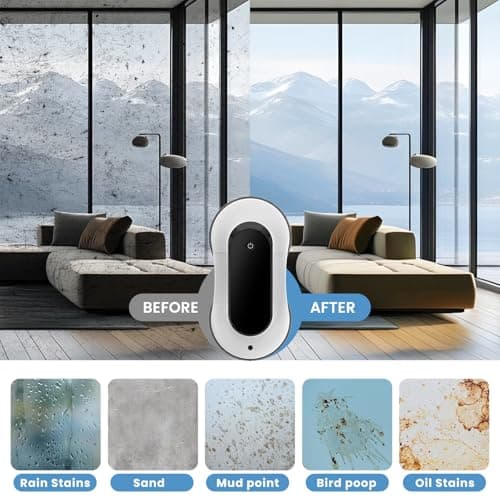 Portable Window Cleaning Robot, Ultrasonic Dual Spray,3000Pa Suction Power, Window Cleanner with Intelligent Edge Detection, Infrared Remote Control