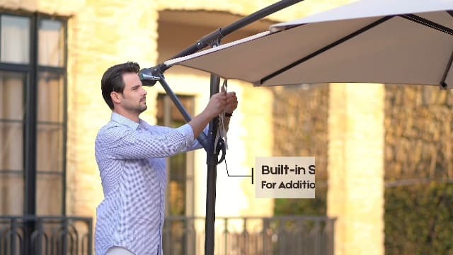 wikiwiki 10ft Patio Umbrellas Offset Outdoor Umbrella Cantilever Hanging Umbrellas w/Infinite Tilt, Fade Resistant Waterproof RECYCLED FABRIC Canopy & Cross Base, for Yard, Garden & Deck, Carbon