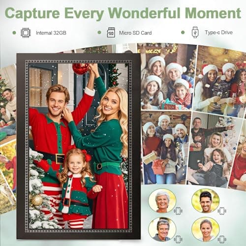15.6" Digital Picture Frame WiFi - 32GB Digital Photo Frame 1920x1080 HD IPS Touch Screen - Tabletop&Wall Mounted - Electronic Picture Frame Free App