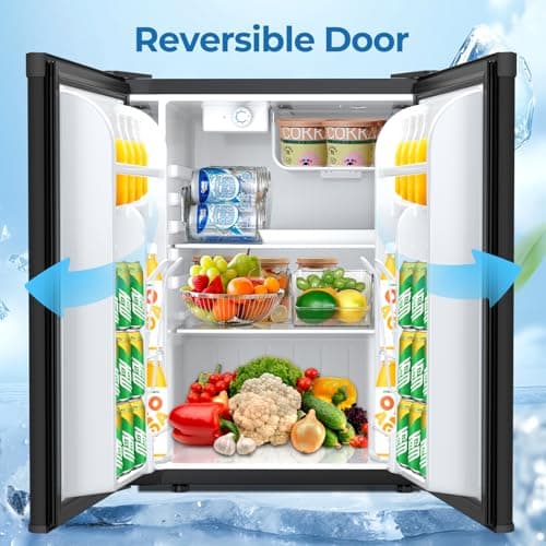 Compact Refrigerator 2.56 Cu.ft Mini Fridge with Freezer, Single Door Refrigerator with Adjustable Temperature Settings, Low noise, for Bedroom, Office, Dorm, Black