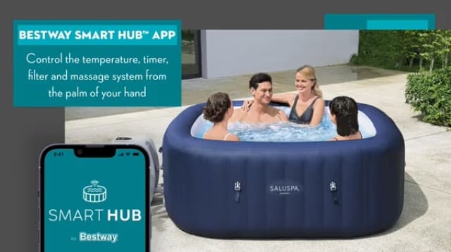 Bestway SaluSpa Hawaii 4 Person Smart AirJet Inflatable Hot Tub Spa with 140 Jets and App Control