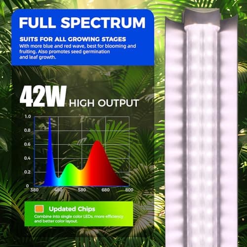 Barrina 4FT T8 Plant Grow Light, 252W(6 x 42W, 1400W Equivalent), Full Spectrum, LED Growing Lamp Fixture for Indoor Plant Growing, with ON/Off Switch & V-Shaped Reflector, Pinkish White, 6-Pack