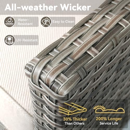 Outdoor Patio Furniture Set-5 Pieces All-Weather Wicker Outdoor Furniture with Swivel Patio Chairs Outdoor Patio Conversation Sets for Garden Porch Deck Grey/Beige