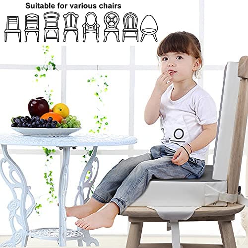 Kalawen Booster Seat for Kitchen Chair, Upgraded 2Pcs PU Washable Straps Safety Buckle Kids Toddler Booster Seat for Table