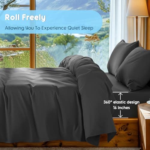 SONORO KATE 100% Egyptian Cotton Sheets Set - 1000 High Thread Count, Luxury 5-Star Hotel Sateen Bed Sheets, Soft, Breathable Long Staple Sheets, Fit up to 16" - 4 PC (Black,Queen)