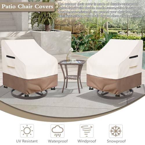 Patio Chair Covers Waterproof Patio Furniture Covers, 33W x 35D x 36H Inches Swivel Outdoor Chair Cover 2 Pack (Beige)