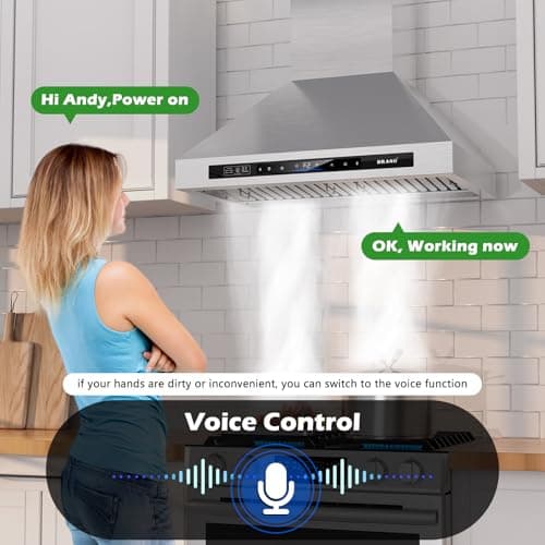 Wall Mount Range Hood 30 inch，900 CFM Kitchen Hood with Voice/Gesture/Touch Control，Vent Hood in Stainless Steel With Ducted/Ductless Convertible, 4 Speed Exhaust Fan