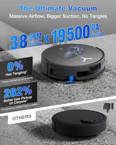 ECOVACS DEEBOT X11 OmniCyclone Robot Vacuum and Mop, PowerBoost Charging, OZMO Roller 2.0 Instant Self-Washing Mop, 19,500Pa Suction, Bagless OmniCyclone Station, AIVI 3D Smart Navigation