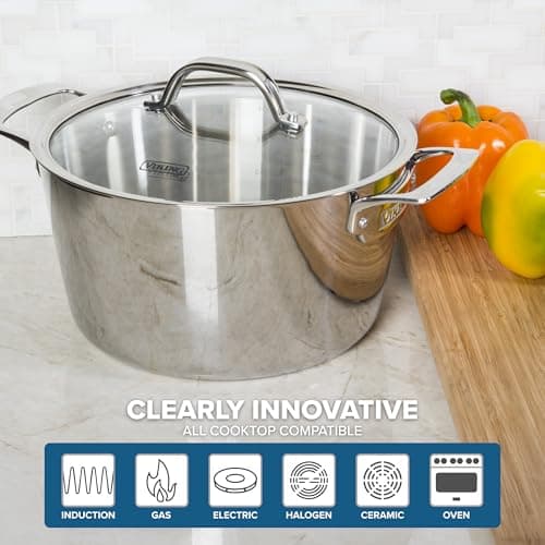 Viking Contemporary 3-Ply Stainless Steel 10 Piece Stainless Steel Kitchen Cookware, Silver