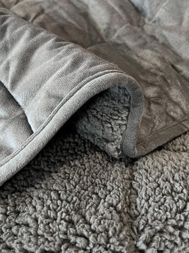 Sherpa Weighted Blanket for All Season,Both Sides Grey 15Lbs, 60 x 80 inches, Reversible Velvet Soft Plush Weighted Blanket for Adult Better Sleep