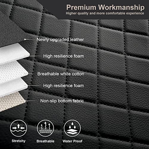 GIANT PANDA Full Set Car Seat Covers Customized Fit 2009-2025 Ford F150 and 2017-2025 F250 F350 F450 Super Crew/Crew Cab Pickup Trucks, Front and Rear Seats Fabric Protectors (Black+Blue)
