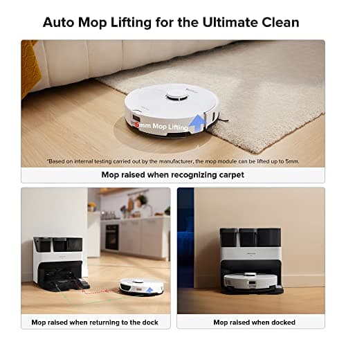 roborock S7 Max Ultra Robot Vacuum and Mop Combo, Auto Mop Drying and Washing, Self-Emptying and Refilling, 5500Pa Suction, Reactive Tech Obstacle Avoidance, White (RockDock Ultra Series)