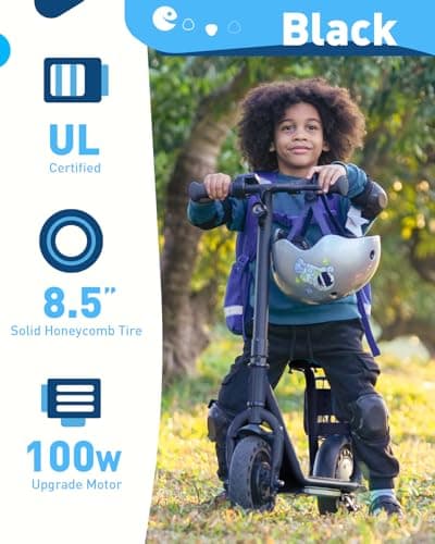 Hiboy Q2 Lite Electric Scooter with Seat for Kids Ages 4-10 - UL Certified, Up to 9.3 MPH with 100W Motor, 3-Speed Adjustable, Rear Basket, LED Neon/Brake Lights, LCD Display
