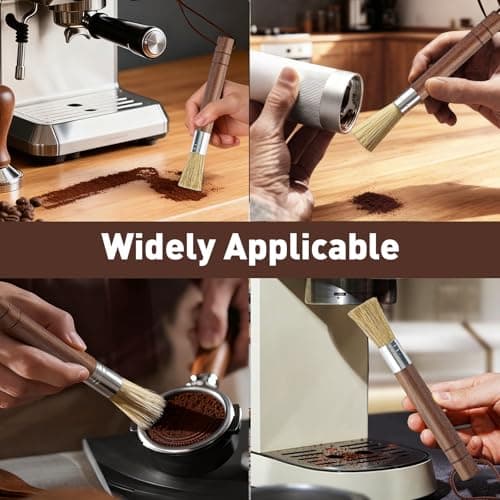 Coffee Grinder Cleaning Brush Set, Espresso Machine Brush Cleaner Tool with Walnut Wood Handle and Natural Bristles for Barista Home Kitchen