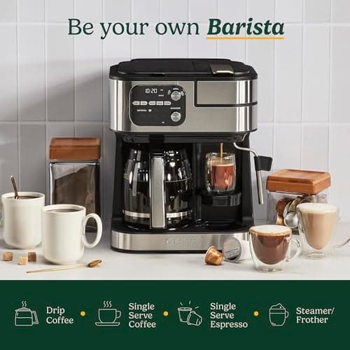 Cuisinart Coffeemaker, Coffee Center Barista Bar 4-In-1 Coffee Machine, Single-Serve Coffee, Espresso & Nespresso Capsule Compatible, 12-Cup Carafe, Black, SS-4N1NAS