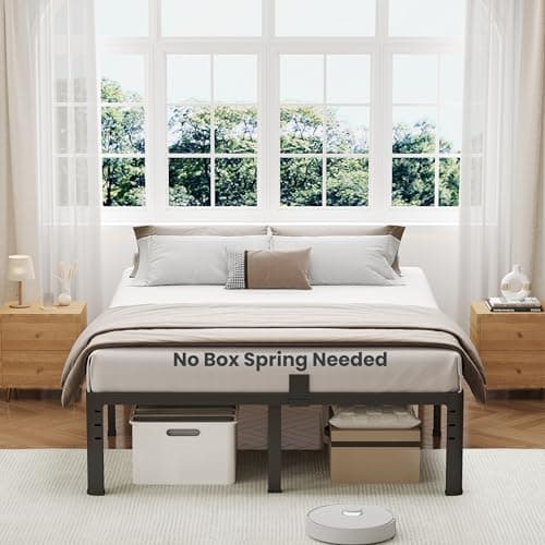 NKZ 14 Inch King Bed Frame, Sturdy Metal Platform with Round Corner Legs, 3,500 lbs Heavy Duty Steel Slat Support, Easy Assembly, Noise Free, No Box Spring Needed
