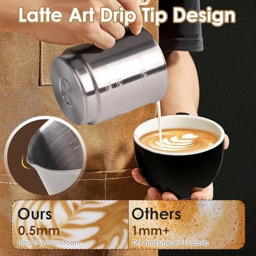 Milk Frother and Steamer, 16.9 OZ Milk Frother for Coffee, 4 in 1 Frother Separable Easy to Use and Clean, Durable Safe Silent Working for Coffee, Latte, Cappuccino Hot Chocolate, Black