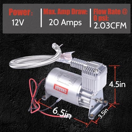 150 PSI Air Compressor with 1.6 Gallon Air Tank Aluminum Air Compressor Onboard System 12V 1/4NPT for Train Truck Trailer Train Auto Air Lift Suspension Heavy Duty Air Horn Compressor