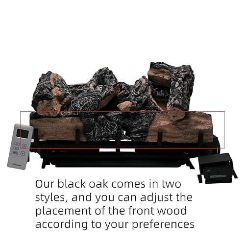18-24 Inch Ventless Fireplace Logs Set with Remote Control, Only Used for Natural Gas,Heats up to 36000 BTU (Liquid Propane Fireplace Black Oak, 18Inch)