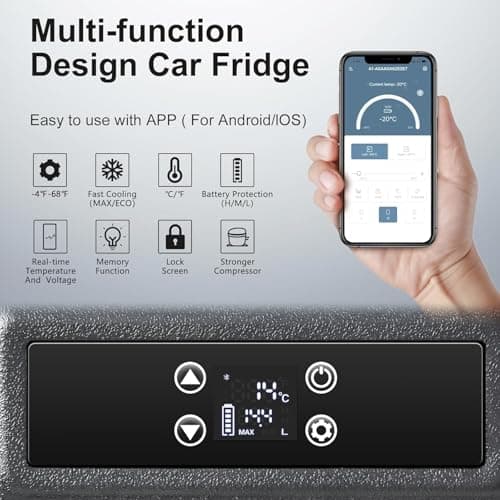 BODEGACOOLER 12 Volt Car Refrigerator,80 Quarts Portable Fridge,75L RV Freezer Single Zone,with APP Control,-4℉-68℉ Car Cooler,12/24V DC & 100-240V AC for Travel, Camping,Outdoor,Truck,SUV