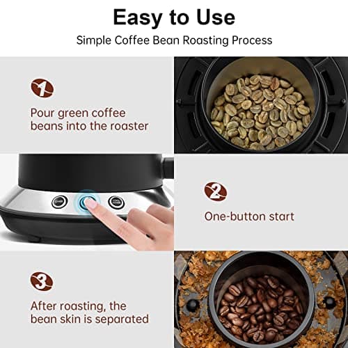 Electric Coffee Roaster Machine for Home Use 1200W,Coffee Bean Roaster Machine for Home Use with Two Optional Baking Modes (Med & Dark),Coffee Roaster Stovetop,110v~120V