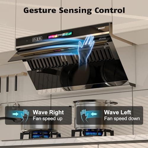 Under Cabinet Range Hood 30 inch, 900 CFM Kitchen Hood with Voice/Gesture/Touch Control,Ducted/Ductless Convertible Stainless Steel Range Hood, 4 Speed Exhaust Fan,Adjustable Lights