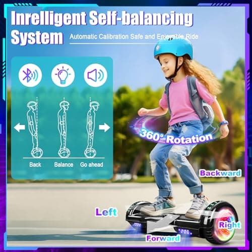 Self Balancing Scooters with Bluetooth & Corlorful LED Lights, Gifts for Kids & Adults & Girls & Boys, for All Ages