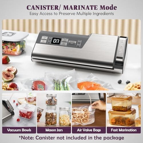 Vacuum Sealer Machine, 95kPa 140W Double Seal Powerful Food Sealer, One Hand Operation Food Storage with Build-in Cutter & Roll Storage