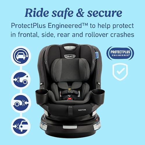 Graco EasyTurn 360 2-in-1 Convertible Car Seat, 360 Degree Rotating Infant to Toddler Rotating Car Seat, 2 Modes Forward and Rear Facing, Slim Design, Cyran