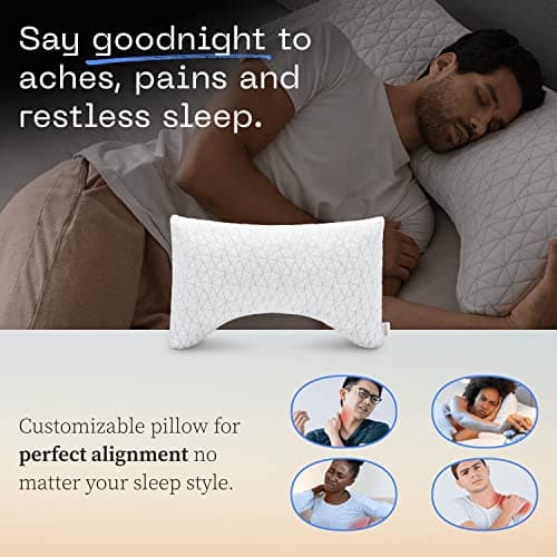 Coop Home Goods Original Crescent Adjustable Pillow, Queen Bed Pillows for Shoulder, Neck & Head Support, Crescent Foam Pillows - Medium Firm for Back & Side Sleeper, CertiPUR-US/GREENGUARD Gold