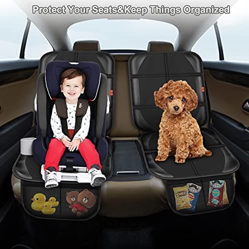Car Seat Protector,Auto Car Seat Protectors Baby Carseat Waterproof & Durable 600D Fabric for Child Baby Car Seat Mat Vehicle Pet Cover 2 Storage Pockets (2 Pack)