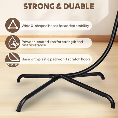 Chihee Hanging Egg Chair Stand,Strong Iron Hammock Chair Frame with Spring Hook Stable Base,Heavy Duty Swing Chair Stand 330 lbs,C Stand for Hanging Chair Indoor Outdoor Bedroom Patio Garden Balcony